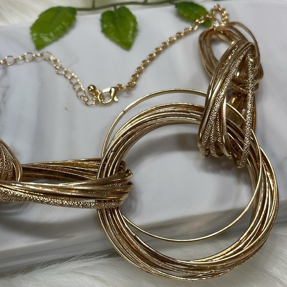 Inc International Concept Gold Statement Circle Necklace - Picture 7 of 12